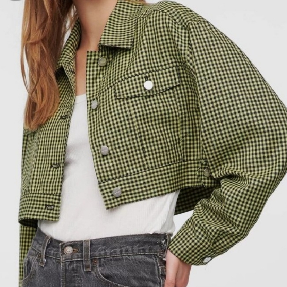 Capulet Gingham Cropped Trucker Jacket